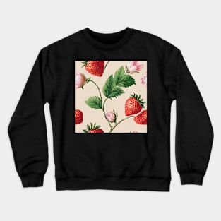 Vintage Floral Cottagecore Romantic Strawberry Flower Design Crewneck Sweatshirt